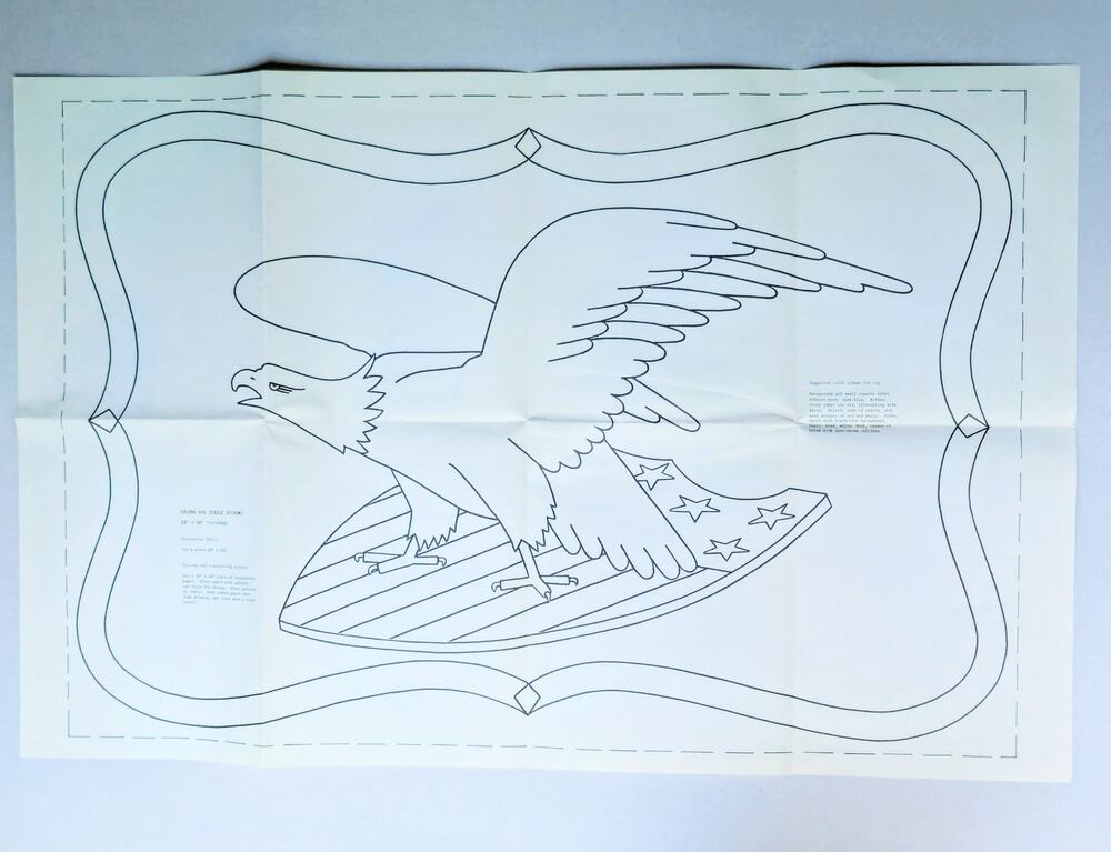 Vintage Eagle Rug Hooking Pattern 20x30 | Mid Century American Folk Art Craft